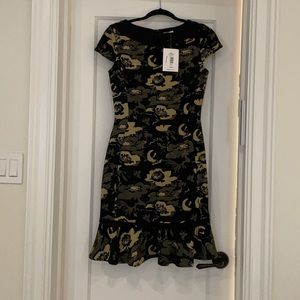 Badgley mischka elegant dress with gold flowers